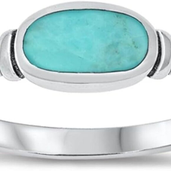 Other - CHOOSE YOUR COLOR Sterling Silver Oval Ring